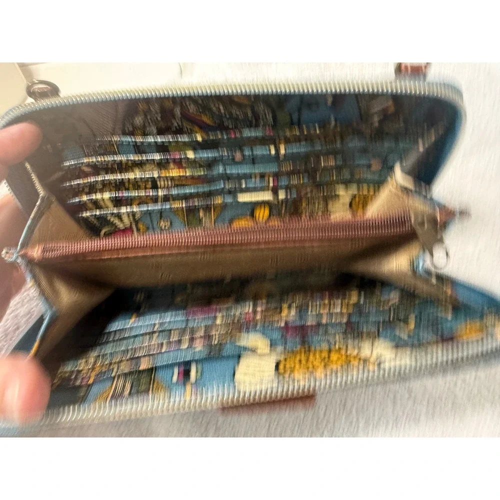 Sakroots Artist Circle Wallet Women OS Teal Blue Owl Print Zip Around Organizer